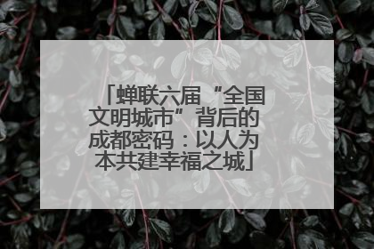 蝉联六届“全国文明城市”背后的成都密码：以人为本共建幸福之城